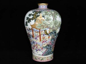 【瓏】陶磁器 粉彩百子図紋梅瓶 大清雍正年製 染付 置物擺件 古賞物 中国古美術 蔵出