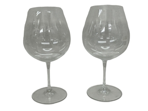 RIEDEL ワイングラス ヴィノムブルゴーニュ 2個セット 明治神宮 十六菊花紋刻印入り 食器 グラス 中古 T8799485