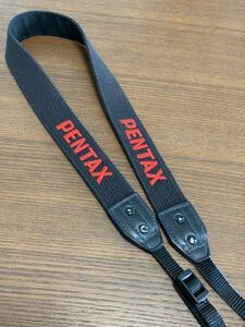 PENTAX ペンタックス ネックストラップ 黒 ブラック 刺繍文字 赤 レッド 幅3cm カメラストラップ