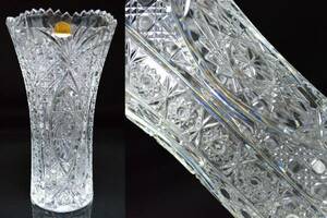 クリスタル フランス製 カットガラス 花瓶 花器 2.6Kｇ