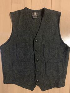 美品 90s【Polo Ralph Lauren】RRL ダブルアールエル 4つポケ ウールベスト Mサイズ チャコールグレー ラルフローレン ネコ目ボタン 3星