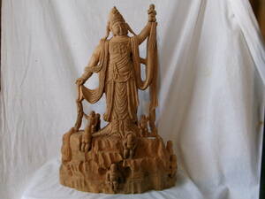 観音菩薩　　　木製　　手彫り　　　仏教美術
