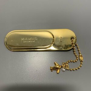 １円〜　MIKIMOTO　ミキモト　ミラー　キーホルダー　手鏡　パール　飛行機　ゴールド　C2033