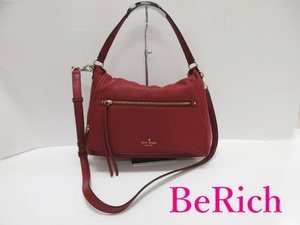 ケイト スペード kate spade 2way ショルダーバッグ 赤 レッド レザー ロゴ ワンショルダー ハンドバッグ 鞄 【中古】 bk7431