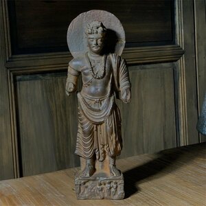 仏教古美術 仏像 ガンダーラ石仏 Gandhara ガンダーラ美術 石仏 石彫 仏像 装飾 置物　装飾　収蔵