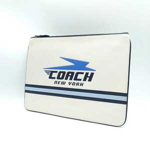 送料無料 新品未使用 COACH コーチ メンズ クラッチバッグ ラージポーチ ウィズ ヴィンテージ F73076 オフホワイト