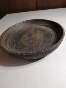塗り木皿　清朝初期　中国　清朝　時代木工　皿　鉢　黒漆　漆器　食器　古玩　25M60j2