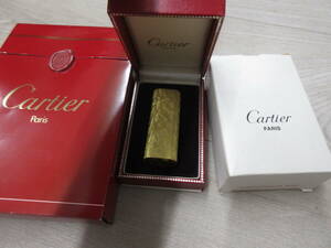  Cartier カルティエ ガスライター ライター オーバル型 ゴールド 箱付き★火花着火どちらも未確認