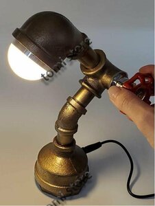 昭和レトロ アンティーク 照明 スタンドライト テーブルランプ 金属製 水道管ランプ ライト 照明インテリア☆1点