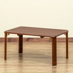 折りたたみテーブル 75cm 奥行50cm 高さ2段階 継脚付 天然木製 ちゃぶ台 WZ-T02(BR)