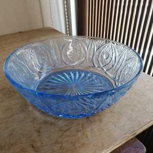ガラス鉢　ブルー　レトロ　アンティーク　鉢　器　モダン　