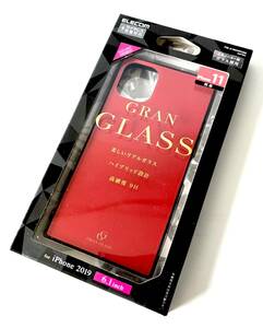ELECOM エレコム iPhone11 ハイブリッドケース ガラス スクエア カバー iphone6.1 シンプル レッド PM-A19CHVCG1RD 新品・未使用