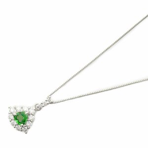 JEWELRY ジュエリー ネックレス ガーネット ダイヤ ネックレス グリーン系 Pt900プラチナ Pt850プラチナ 中古 レディース