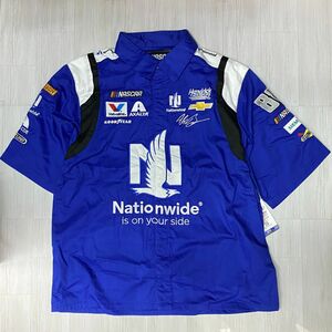全米最強モータースポーツ 【3XL】 NASCAR ナスカー JHデザイン PIT ピットクルーシャツ 青 NationWide デイル アーンハートJr 刺繍 パッチ