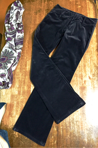 DKNY JEANS なめらか ストレートワイド パンツ ベロア調素材 黒 サイズ2 やや腰履き74センチ