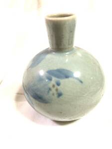 古い九谷　壺　花瓶 一輪挿し　染付 高さ11cm/酒器　徳利　古伊万里高麗青磁　花器