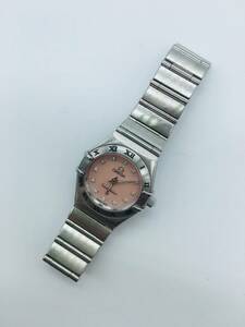 【9693】OMEGA オメガ コンステレーション 腕時計 クォーツ 2針 シェル SS 16Pダイヤ ピンク シルバー レディース