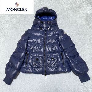 モンクレール MONCLER クルーニー CLUNY ボリュームネック フード付き ダウンジャケット ブルゾン アウター Size1 S相当 ブルー 青系