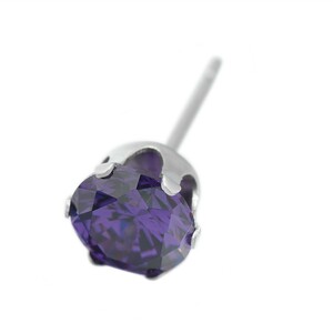 【バラ売り/1個】 ピアス サージカルステンレス キュービックジルコニアのスタンダードなピアス 石：6.0mm 紫