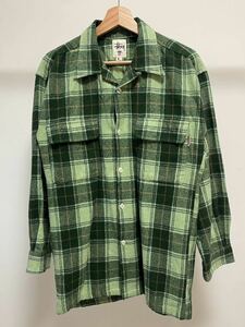 激レア 90年代 old stussy ombre check shirt オンブレ チェック 長袖シャツ オールドステューシー クラウン 王冠タグ 白タグ ヴィンテージ