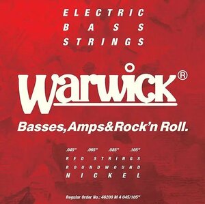 ☆Warwick Red Label Bass String Set, Nickel-Plated Steel - 4-String, Medium, .045-.105　ロングスケール用 ベース弦☆