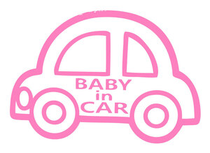 ステッカー BABY in CAR 【 くるま / ピンク 】 ベビーインカー 赤ちゃんが乗ってます ベビー用 カッティングステッカー 防水 車 クルマ