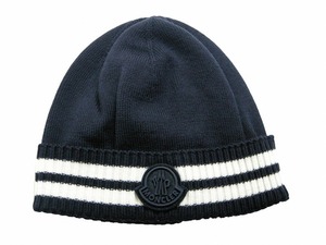 ベビーサイズXXS/新品モンクレールBERRETTOニットキャップ/ニットCAP/ニット帽子/ビーニーMONCLER/赤ちゃんKIDSベビーBABYダークネイビー系