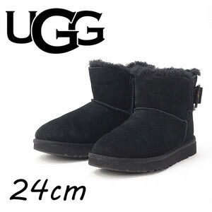 ◆UGG アグ 1107957 Mini Bailey Fashion Buckle ミニ ベイリー ファッション バックル シープスキン ムートン パンツ 黒 ブラック 24cm