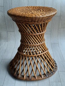 藤椅子 昭和レトロ スツール 天然素材 籐製品 丸椅子 インテリア ジャンク ビンテージ
