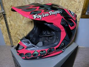 トロイリーデザイン　SE4 XLサイズ　オフロード ヘルメット　Troy Lee Designs SE4 COMPOSITE HELMET; SKULLY PINK / FLO YELLOW XL