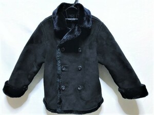 【COMME CA ISM/コムサイズム】キッズ フェイクムートン/フェイクファー Pコート BLACK 100A KIDS/希少/美品/アウトドア/ストリート/防寒