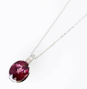 6427☆タサキ　ＴＡＳＡＫＩ　Ｋ18WG　ホワイトゴールド　ガーネット4.28ｃｔ　ダイヤ0.05ｃｔ　ネックレス　レディース