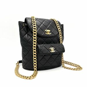 1円 良品 CHANEL シャネル マトラッセ ターンロック ココマーク ラムスキン チェーン リュックサック dD0273N