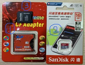 CFカード 16GBセット Micro SDHCカード SDカード変換アダプタ