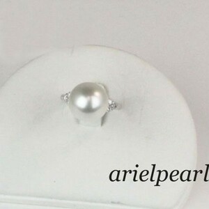 真珠 パール 指輪 リング 南洋白蝶 12mm ホワイトカラー プラチナダイヤ 14107