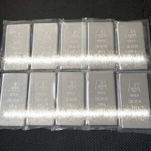 井嶋金銀工業 500g×10 新品未開封 シルバー999.9 純銀 地金 銀 インゴット 徳力 石福 森銀