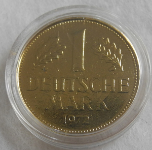 西ドイツ 1マルク コイン 24金メッキ仕様 1972年 D プルーフ ヨーロッパ BDR