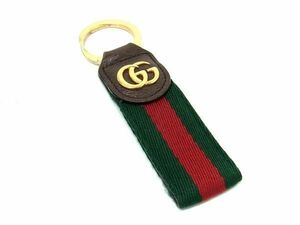 1円 ■美品■ GUCCI グッチ シェリー GGモチーフ キーリング キーホルダー バッグチャーム メンズ レディース ブラウン系 FA4629