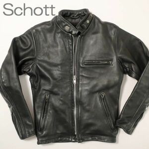 アメリカ製☆ ショット schott ライダースブルゾン/レザー ブラック 32（5111)adebj