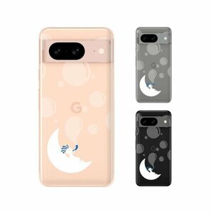 Google Pixel 8 ピクセル8 pixel8 スマホ ケース ハード カバー ココペリ 白 シャボン玉 青ver クリアデザイン