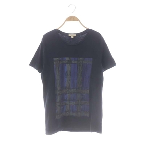 バーバリーブリット BURBERRY BRIT 半袖カットソー Tシャツ 半袖 プリント プルオーバー S 黒 ブラック 青 ブルー /YQ