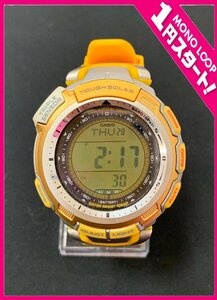 【5MO各03034E】1円スタート★腕時計★CASIO★カシオ★PRO TREK★プロトレック★PRG-110CJ★ソーラー★イエロー★メンズ★現状品★稼働