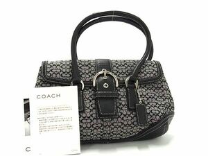 1円 ■極美品■ COACH コーチ 6819 ミニシグネチャー キャンバス×レザー ハンドバッグ トートバッグ レディース ブラック系 BJ2241