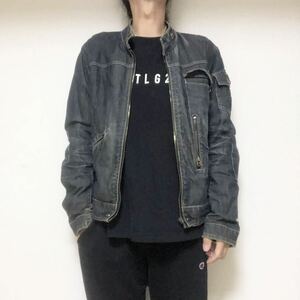 G-Star RAW ジースターロウ　ビンテージ加工デニム ライダースジャケット M ELWOOD ART JACKET