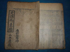 即決　1834（天保5）年『南都暦　寛政暦　』アンティーク、天文暦学書、江戸期和本　八卦、卜占、陰陽師 、二十八宿、七十二候、日蝕