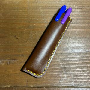 DHA ハンドメイド レザー 革 ペンケース 手縫い ボールペン 万年筆 70