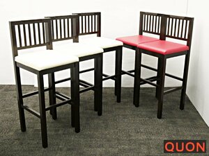 ○5脚セット! QUON クオン ハイチェア カウンターチェア ダイニングチェア 木製フレーム 店舗用 椅子 飲食店用椅