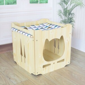 新品　キャットハウス　木製　キャットボックス　キャットタワー　ネコタワー　猫ハウス　ニャンコハウス