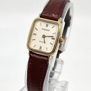 TISSOT 腕時計 クォーツ quartz 2針 Swiss スイス製 レザーベルト ホワイト ゴールド ブラウン 白 金 茶 maruman ティソ Y185