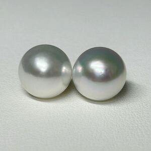 【光沢抜群！大粒11.4mm 】K18 天然 南洋パール 照り艶抜群 直結ピアス 南洋白蝶真珠 3.9グラム pearl jewelry ジュエリー